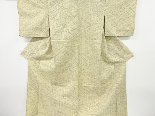 JAPANESE KIMONO / ANTIQUE HITOE KIMONO / HAND WOVEN TSUMUGI / LINE DRAWING